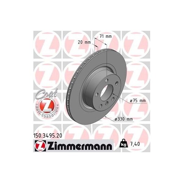 Zimmermann Brake Disc - Standard/Coated, 150349520 150349520 - main